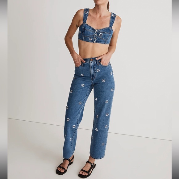 Madewell “perfect vintage crop” floral print jeans NWT 24 - Picture 5 of 9